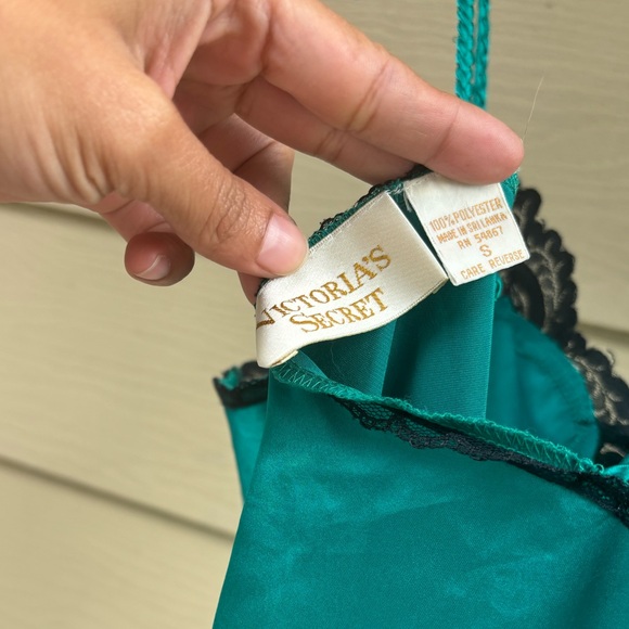 VINTAGE Victoria’s Secret GOLD LABEL Silk Lacy Lingerie Slip Dress Teal Size S - Picture 4 of 5